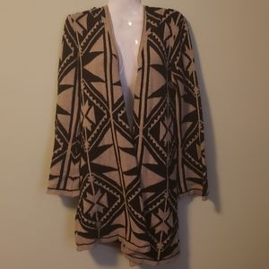 Ya Los Angeles Hooded Long Open Pattern Cardigan